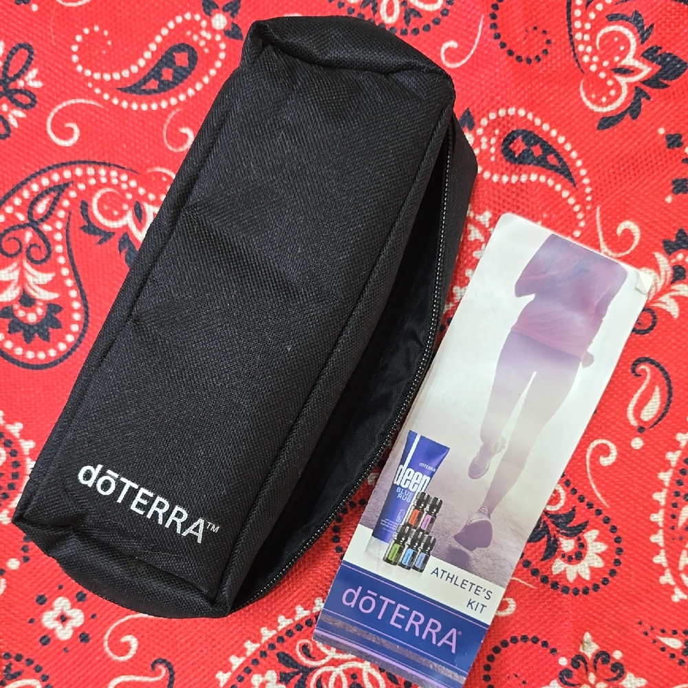 Doterra Black Pouch with Purple-Branded Athlete Kit Pamphlet